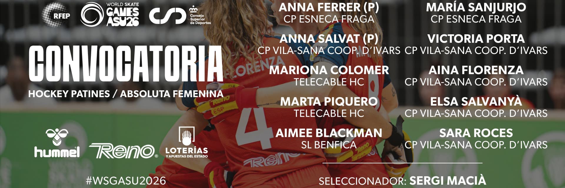 5 jugadores del Vila-sana i 2 del Fraga formaran part de la selecció espanyola femenina als World Skate Games
