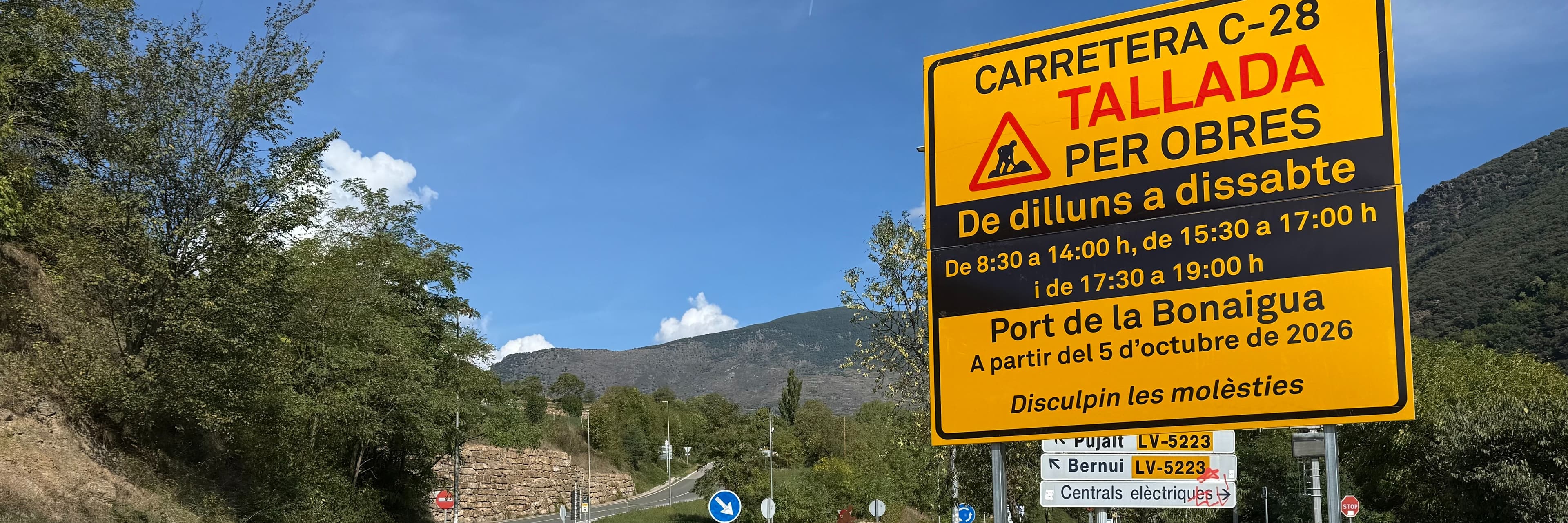 El port de la Bonaigua estarà tancat nou hores i mitja al dia per les obres d'emergència